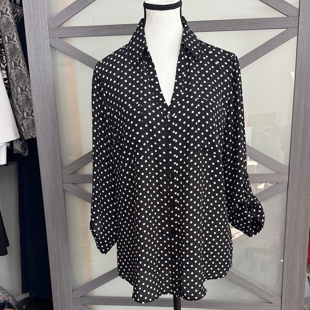 Black and White Polka Dot Women's Top